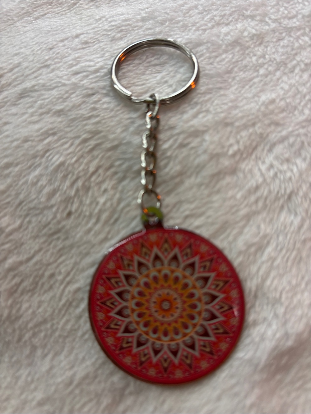 Red Mandala Round Keychain - Women Accessories